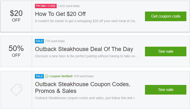Outback Steakhouse Restaurants Coupons