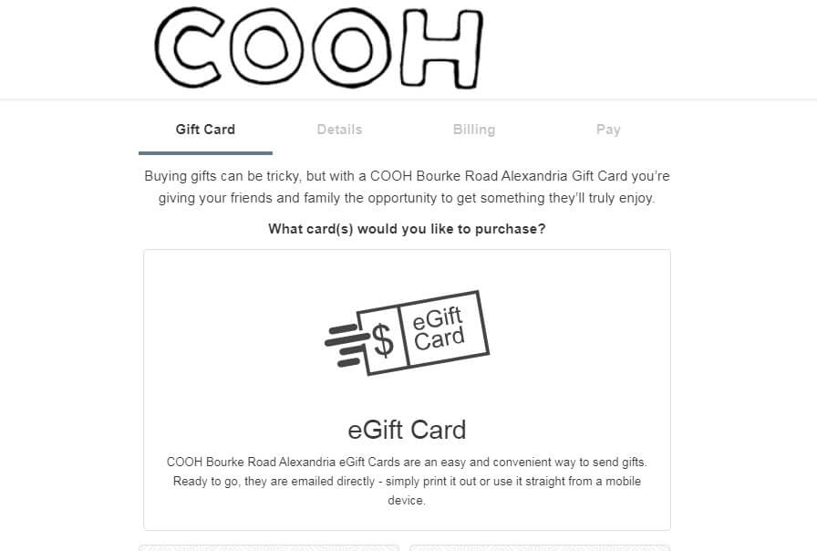 COOH Bourke gift card